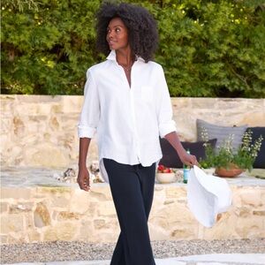 Frank and Eileen cropped cotton Catherine sweatpants in Navy, medium.